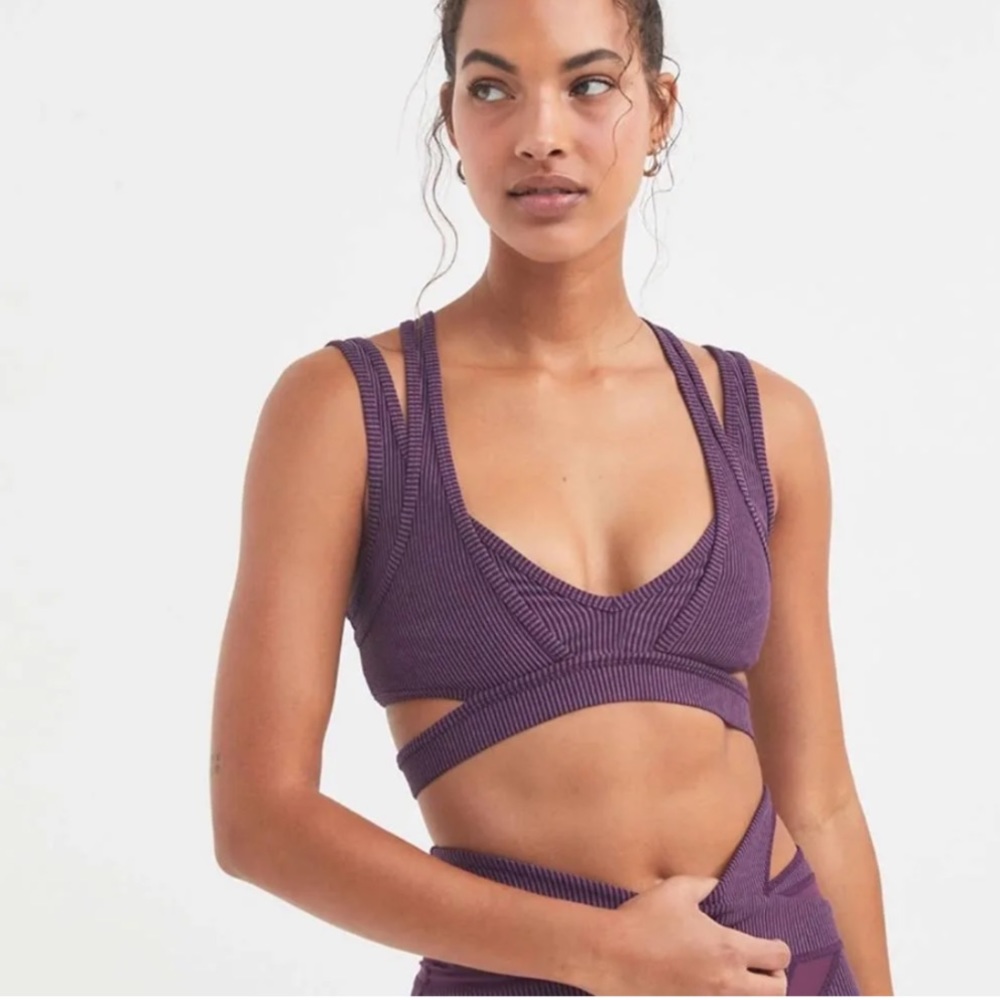 NWT For love and lemons gray double strap sports bra